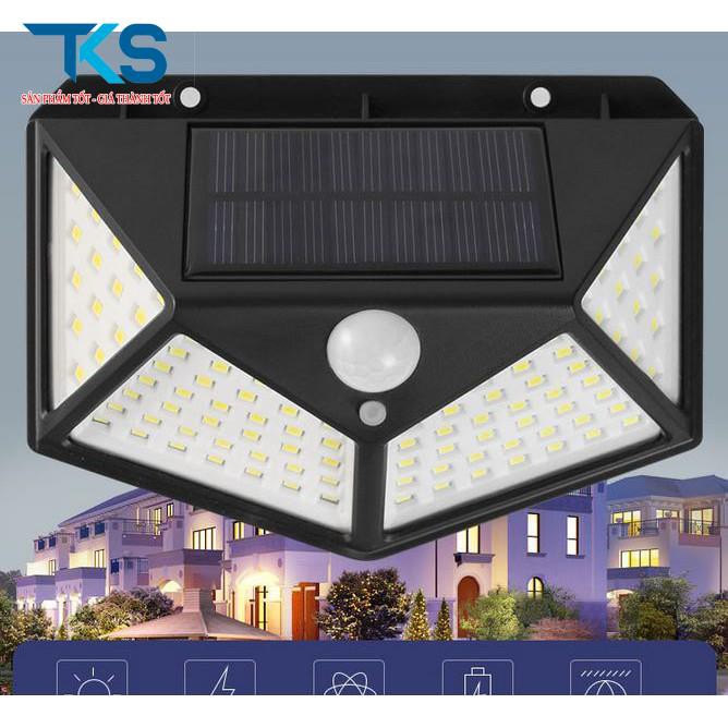 Đèn năng lượng mặt trời Solar 100LED siêu sáng tự động tắt mở tiết kiệm điện cho nhà bạn