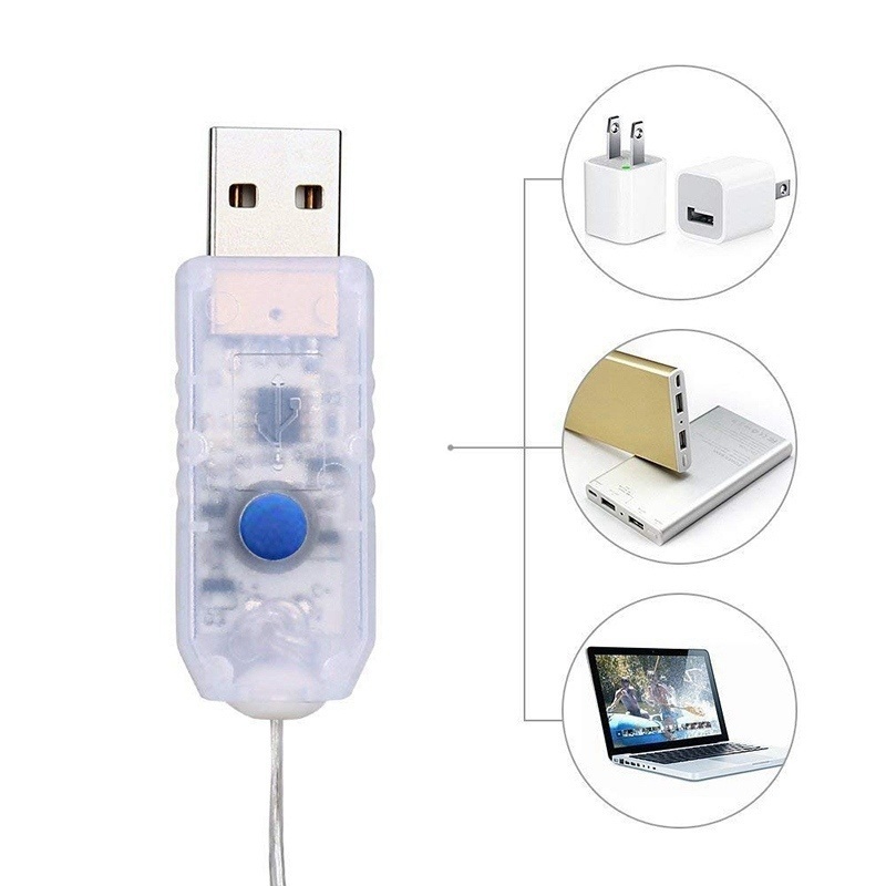 Dây đèn USB gắn rèm cửa điều khiển từ xa dài 3m trang trí nhà Giáng sinh / tiệc sân vườn và đám cưới