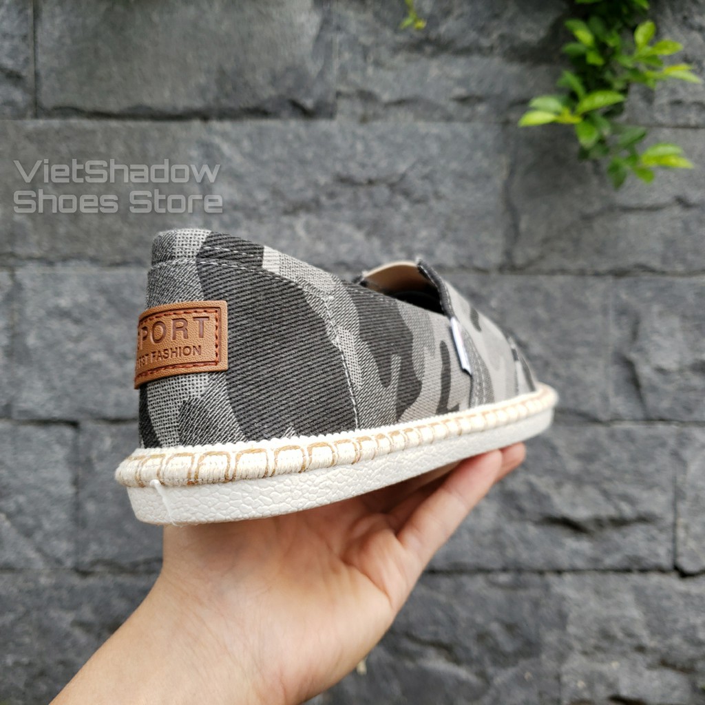 Slip on nam - Giày lười vải nam cao cấp - Vải thô màu rằn ri xám đậm và xám nhạt - Mã SP 2930 | BigBuy360 - bigbuy360.vn