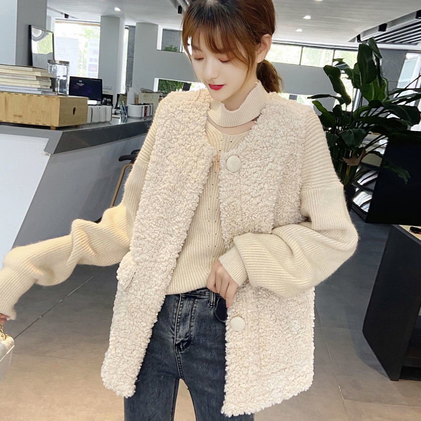 ♛♛Áo Khoác Len Lông Cừu Dày Dặn Dáng Rộng Không Tay Dễ Phối Đồ Thời Trang Thu Đông Hàn Quốc Cho Nữ 2021 | BigBuy360 - bigbuy360.vn