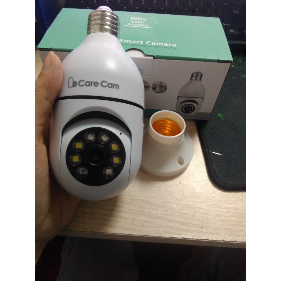 Camera CARECAM PRO kiểu bóng đèn , kết nối không dây - wifi, chống trộm - 3.0Mpx