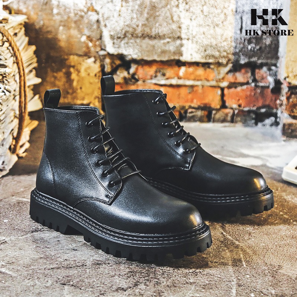 Giày COMBAT BOOTS nam da bò cao cấp - kiểu dáng trẻ trung năng động - đế cao 6,5CM + da mềm đi rất êm chân