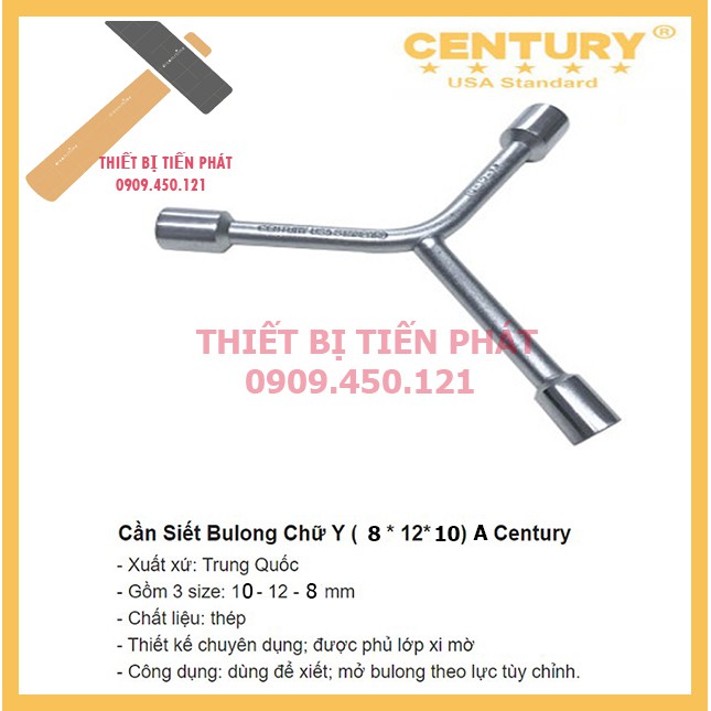 CẦN SIẾT BULONG CHỮ Y, CẦN TUÝP CHỮ Y CENTURY 3 SIZE A , B, C  Chính Hãng