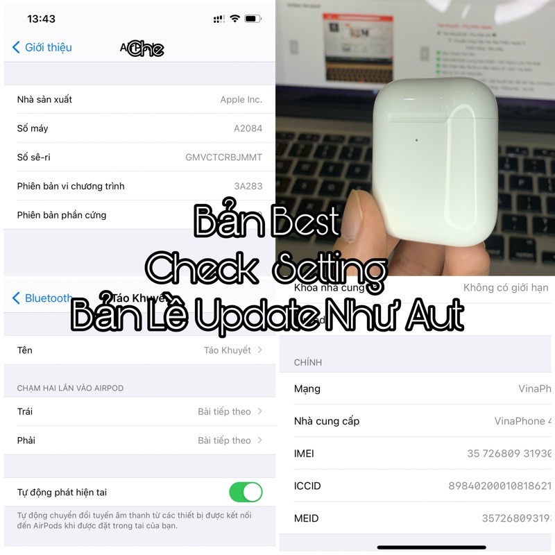 [LOUDA1562m]Tai Nghe AP Blutooth Cao Cấp - Đổi tên, Định vị,...Full Tính Năng ( Tặng Case ) | BigBuy360 - bigbuy360.vn