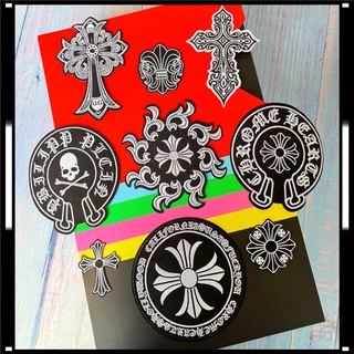 ♥ Miếng Dán Ủi Lên Quần Áo Thời Trang Màu Trắng Đen Sang Trọng ♥ 1 Sticker Ủi Thêu Hình Huy Hiệu