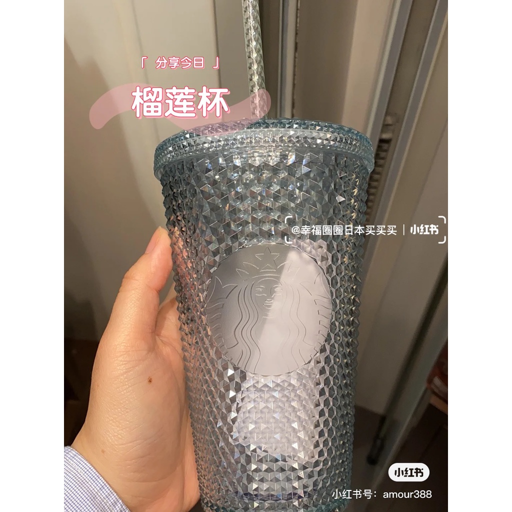 Ly Uống Nước Starbucks Họa Tiết Kim Cương Màu Bạc / Bạc Có Thể Tái Sử Dụng