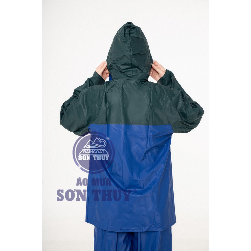 Bộ áo mưa nhựa Sơn Thủy - bộ quần áo đi mưa mưa PVC không thấm nước  K12