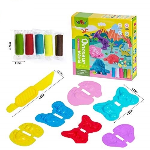 Đồ chơi Đất Nặn Khủng Long Tặng Kèm Khuôn, Chất liệu an toàn cho bé thỏa sức sáng tạo - Loki Kids