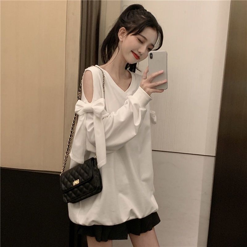 Áo Cotton Dáng Rộng Hở Vai Phong Cách Hàn Quốc Thiết Kế Mới Cho Nữ