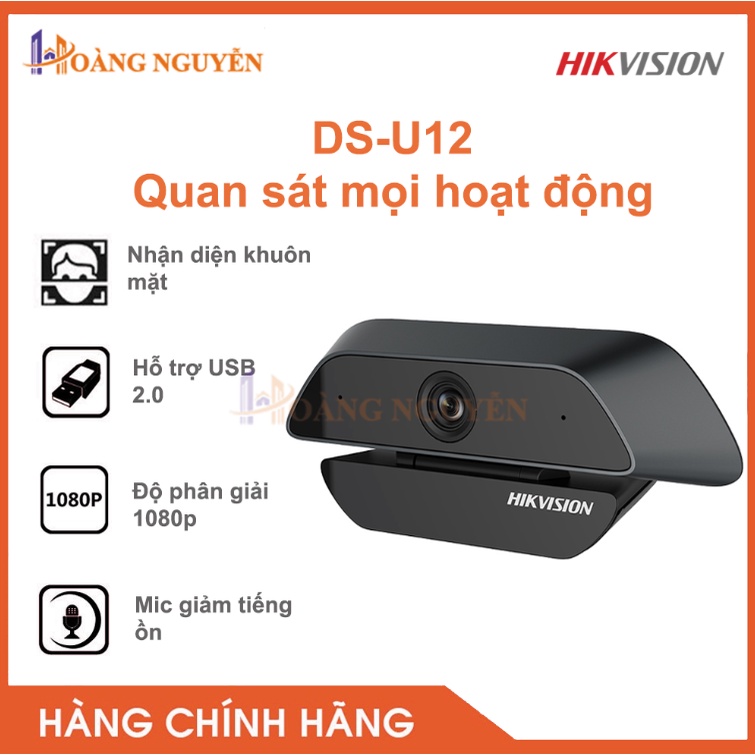 [NHÀ PHÂN PHỐI]  Webcam HIKVISION DS-U12 -Hình ảnh chất lượng cao, Độ phân giải1920 × 1080, Kết nối USB 2.0