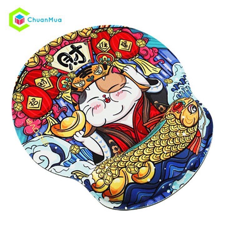 Tấm Lót Chuột Có Đệm Tay Mèo Thần Tài ( Làm Ăn May Mắn, Đế Lót Cute Dễ Thương, Miếng Mouse Pad, Bàn Di Máy Tính Laptop )