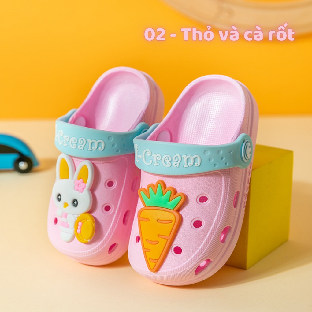 Dép Sục Cross Cho Bé Hình Captain - Thỏ Cà Rốt - Khủng Long, Size Từ 1- 3 Tuổi, Siêu Mềm, Êm Chân