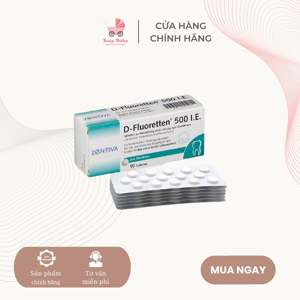 Vitamin D-fluoretten 500 I.E bổ sung Vitamin D3 răng cho bé