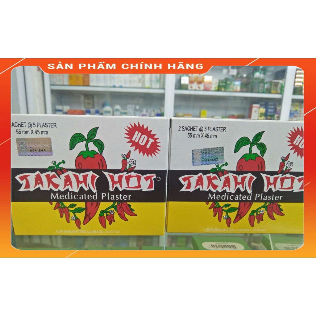 Cao dán trái ớt Takahi hot hộp 2gói x 5 miếng