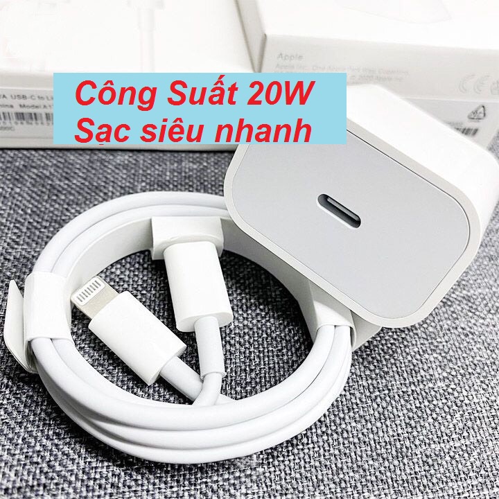 (BH 12 tháng) Sạc Nhanh PD 20W Lightning (Hỗ Trợ Công Suất Tối Đa IP12,13),Cáp Sạc Nhanh + Củ Sạc Nhanh