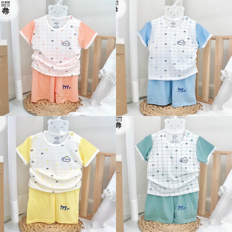 Bộ cộc tay bé trai, bé gái chất petit sợi tre mềm mát hàng Việt Nam cao cấp _ B40