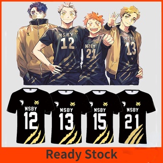 Áo thun đen in hình anime haikyuu msby cá tính hợp thời trang