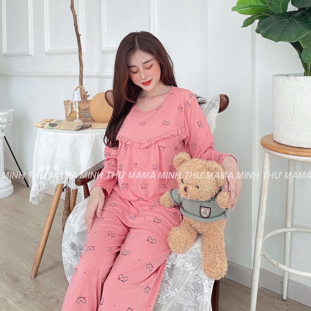 Bộ bầu - bộ sau sinh - chất liệu cotton - kiểu mới thời trang ( bèo đuôi tim - dài )