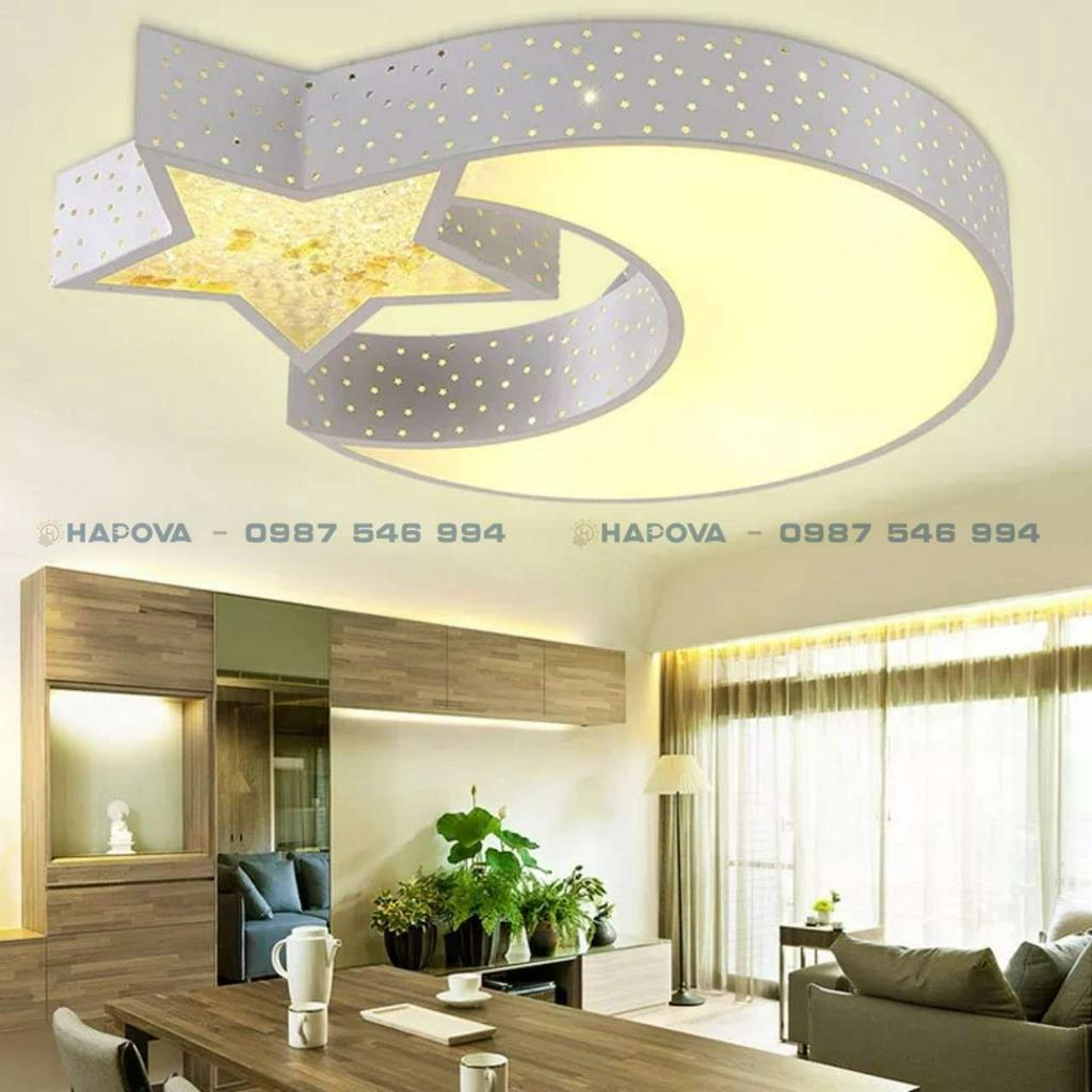 Đèn trần phòng khách, phòng ngủ hình trăng sao HAPOVA RUBY 8324+ Tặng kèm khiển