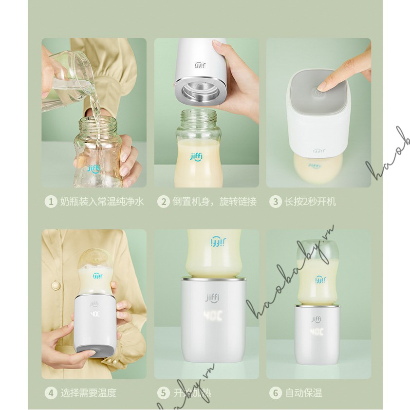 Máy hâm sữa di động cầm tay cho bé Jiffi 3.0, ủ bình sữa thông minh 4 mức nhiệt độ