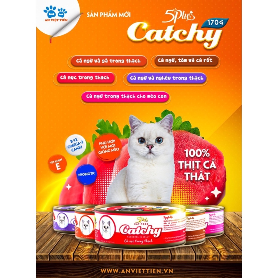Pate lon dạng thạch 170gr Catchy 100% Thịt Thật Nhiều Vị