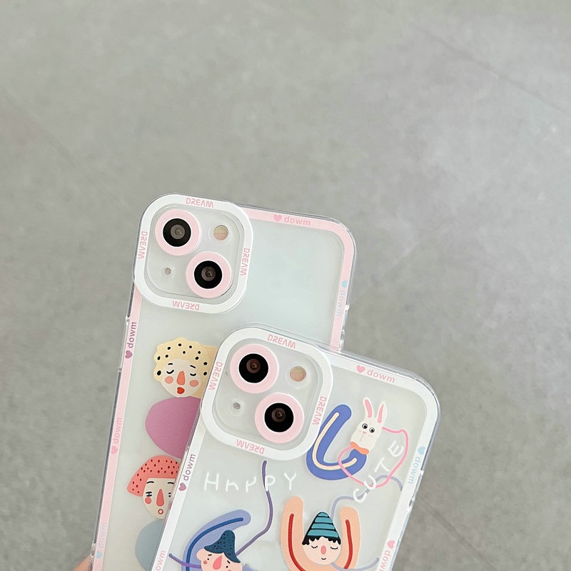 Oppo A54 A15 A15S A53 A33 A52 A72 A92 A31 A16 A74 A94 A1K A9 A5 2020 A7 A5S A12 A11K A3S A37 Reno 7 6 5 F Z 4G 5G F11 F9 Neo 9 Realme 9i U1 2 Pro Cartoon Fine Hole Clear Soft Phone Case Line portrait Label Full Fine Hole Back Cover JSC 12