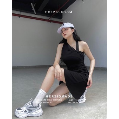 Keva dress B1823 - Váy ôm nhúm eo HERZIG quai cổ phong cách chất co dãn cá t | BigBuy360 - bigbuy360.vn