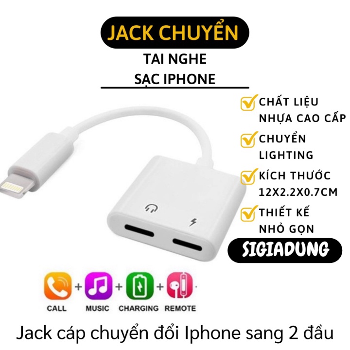 Cáp Chuyển Đổi IP- Jack Chia Cổng Vừa Sạc Vừa Đeo Tai Nghe Tiện Lợi 6269