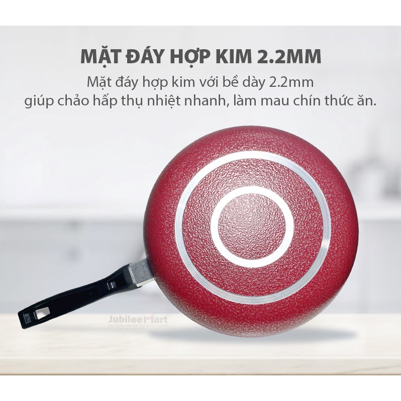 [TẶNG XẺNG INOX] Chảo chống dính cao cấp Jubilee Mart hộp kim bên ngoài cao cấp, mạ vân đá và mạ đồng bên trong an toàn
