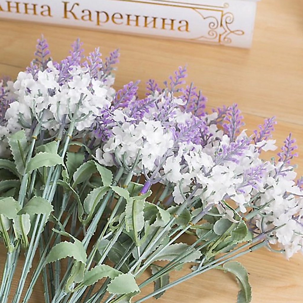 Bó hoa oải hương nhân tạo bằng nhựa màu sắc tươi sáng dùng trang trí nhà ở