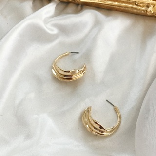 (Ảnh Thật) Bông tai DEMI Hàn Quốc✨ Khuyên tai hình múi khế nhăn mạ vàng vintage