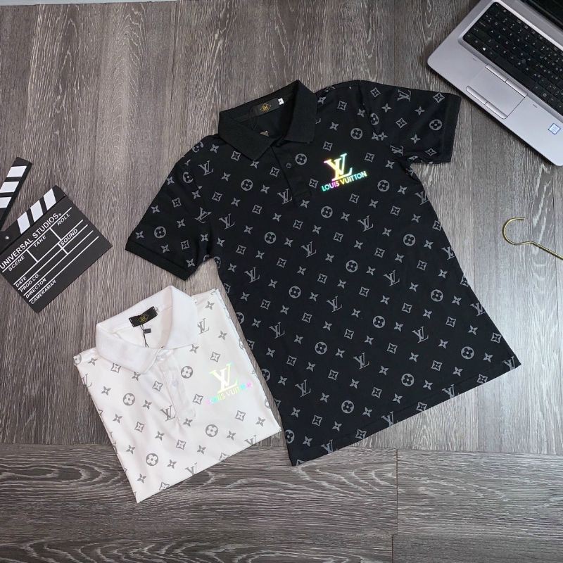 [ GIẢM GIÁ ] Áo thun polo nam nữ Lv phản quang logo sọc chữ Lv cực chất, vải cotton mịn | BigBuy360 - bigbuy360.vn