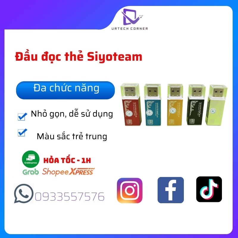 Đầu đọc thẻ nhớ Siyoteam Urtechcorner đa năng đọc được nhiều loại thẻ Micro/TF/SD