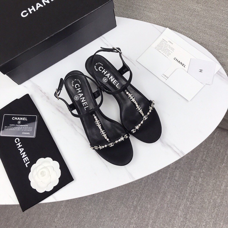 Dép đế cao dây đính đá nhỏ dây khoá tuỳ chỉnh 𝘾𝙝𝙖𝙣𝙚𝙡 CN 𝘾𝙝𝙖𝙣𝙚𝙡