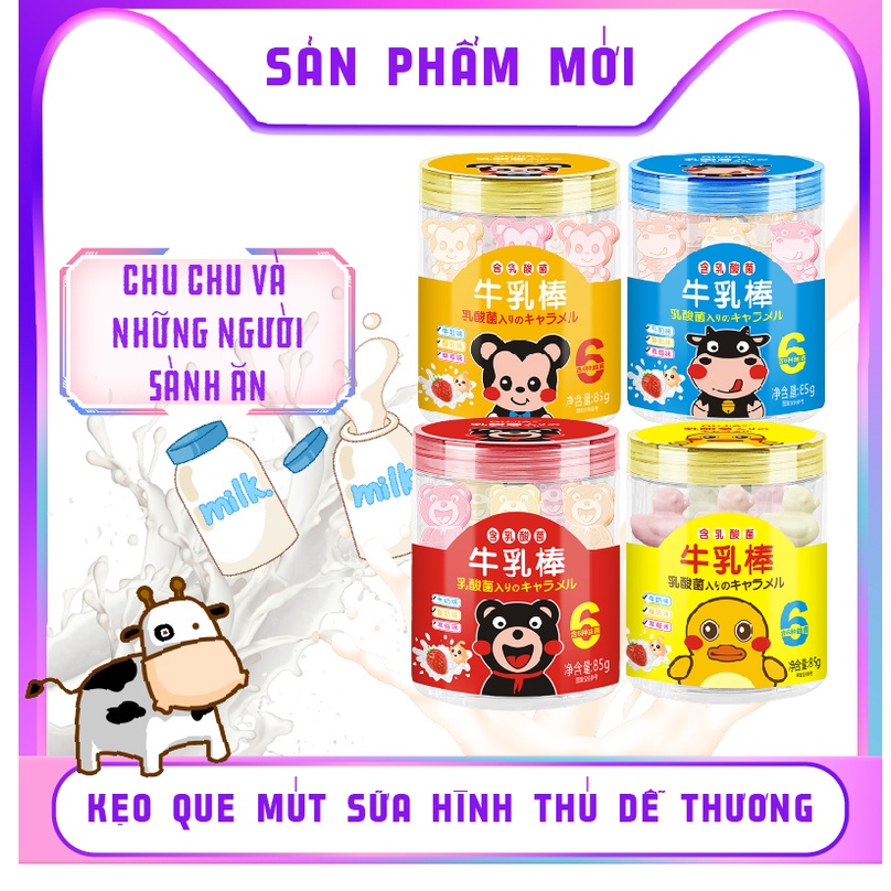 KẸO SỮA CÂY MÚT HÌNH THÚ [HỦ 85G]