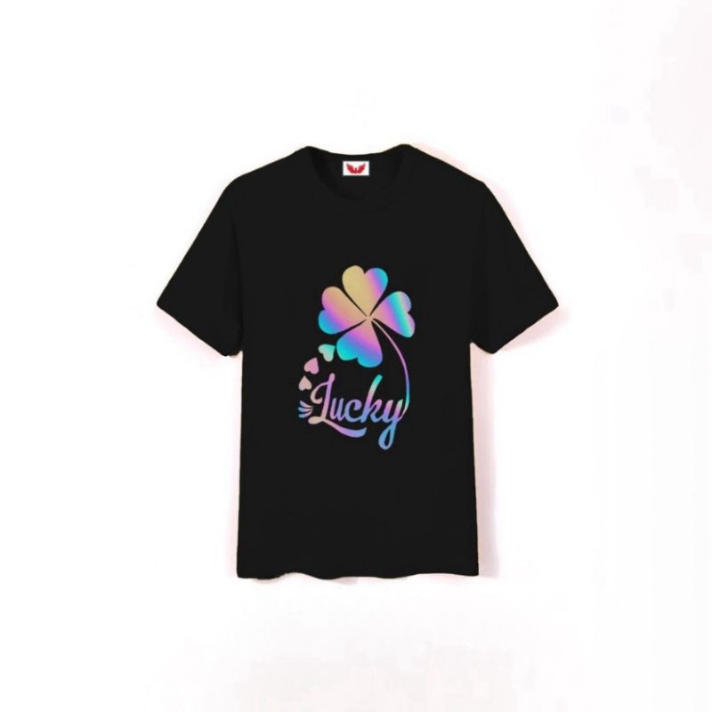 [MÃ BILSOP17 GIẢM 45% ĐƠN 99K] Áo phông form rộng tay lỡ,áo thun nam nữ phản quang Lucky -2 MÀU ĐEN ,TRẮNG