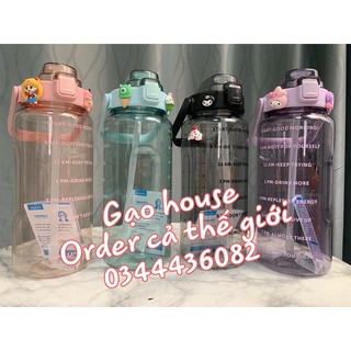 BÌNH NƯỚC NHỰA CAO CẤP 2000ML CÓ ỐNG HÚT STiKER. ẢNH THẬT SHOP TỰ CHỤP
