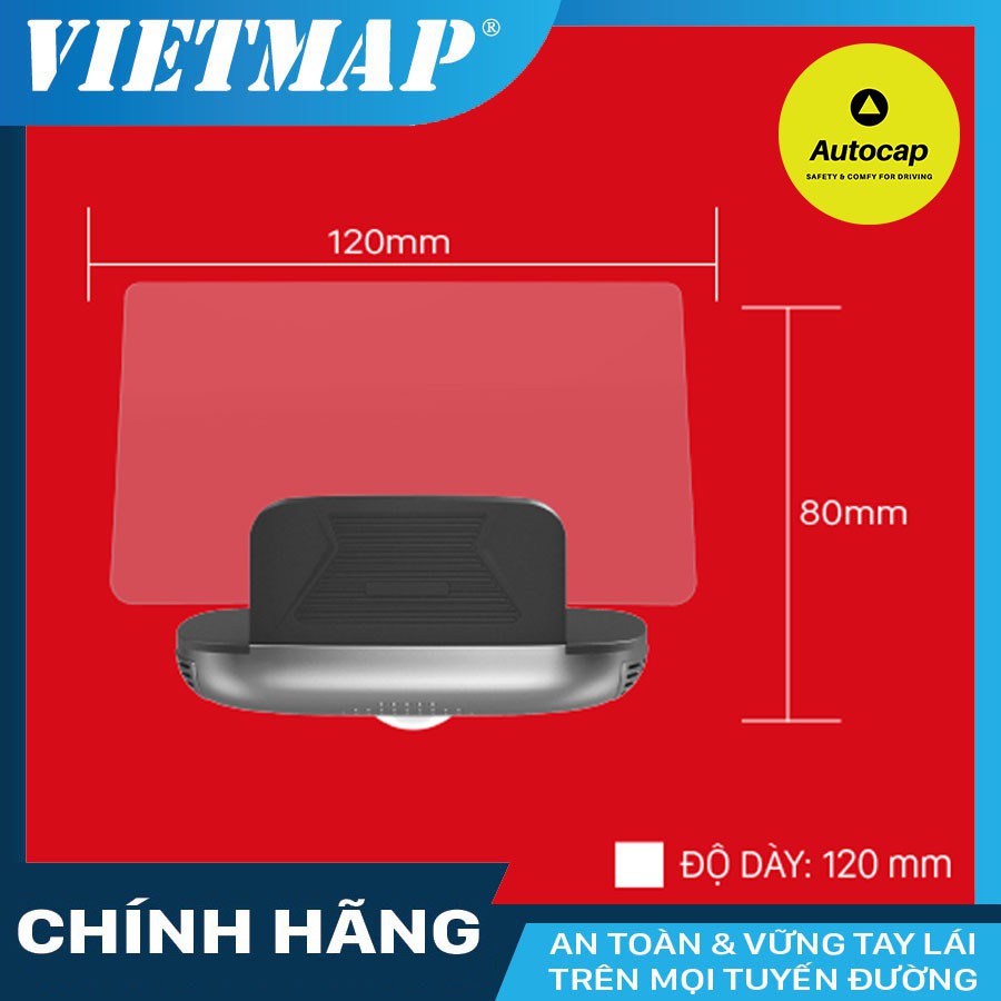 VIETMAP HUD H1N - Màn Hình Hiển Thị Thông Tin Xe Hơi có Cảnh báo thông tin giao thông và dẫn đường