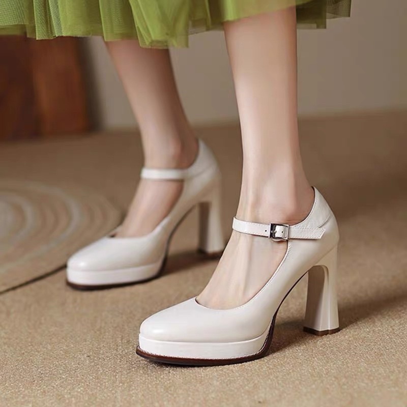 ORDER 🌼 Giày cao gót đế đúp mũi tròn laze quai cài trơn 33-40 10cm