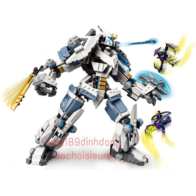 Lắp ráp xếp hình non Lego Ninjago 71738 , 7188 : Trận chiến Titan Mech chiến giáp người máy robot băng của Zane 765 mảnh