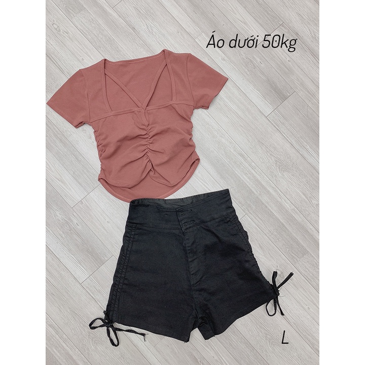 Quần đùi nữ mặc nhà lưng cao, quần short nữ kaki lưng cao dây rút MS80