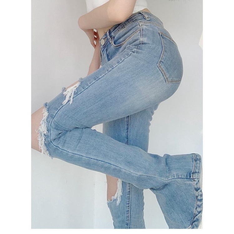Quần Jeans Dài Ống Loe Phong Cách Âu Mỹ Thời Trang Cho Nữ