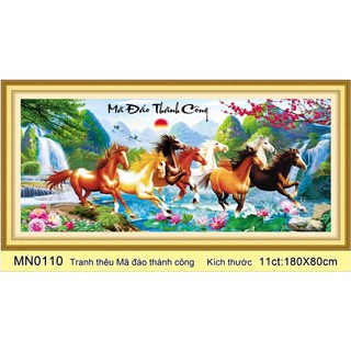 Tranh thêu chữ thập ngựa mã đáo thành công tuyệt đẹp 180*80cm