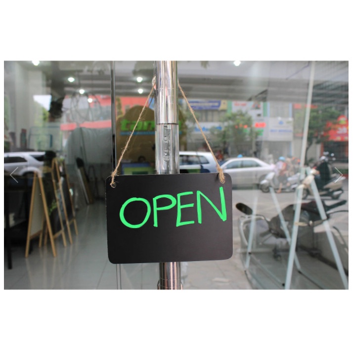 Bảng 2 mặt treo cửa Open/ Close kích thước 15 x 20cm - có sẵn dây treo