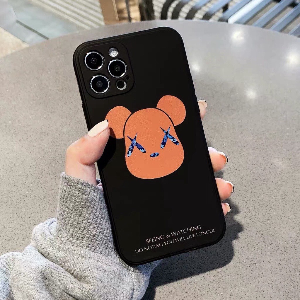Ốp lưng iphone hình Gấu Kawx G06 dẻo cạnh vuông bảo vệ camera cho ip 7plus/8plus/x/xs/xsmax/11/12/13/promax