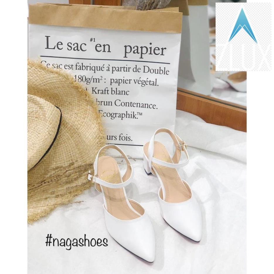 👘 Giày Cao Gót NAGASHOES Mũi Nhọn Hở Gót 5cm NAC93 -lkh* 👘