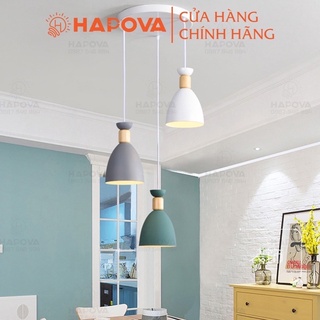 Bộ 3 Đèn thả trần HAPOVA HAROL 4567 chao 3 màu + Tặng kèm bóng AS Vàng
