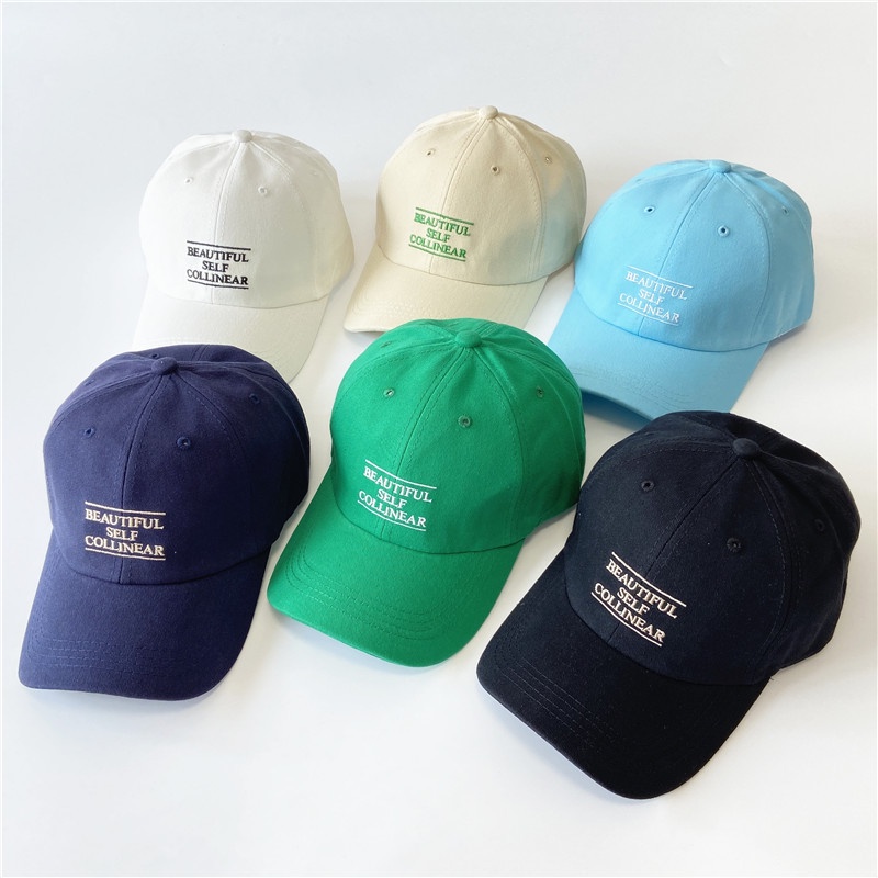 Mũ lưỡi trai LINJW cotton thêu chữ đơn giản thời trang