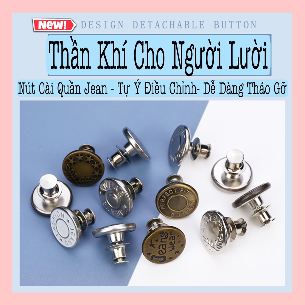 Set 2 Nút cài quần jean nút gài nút khuy bằng kim loại có thể tháo ra và điều chỉnh tiện lợi dành cho nữ AnPhong Store!