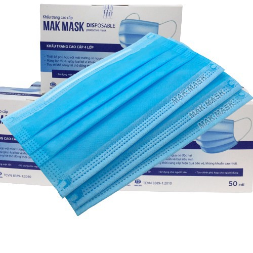 Khẩu Trang Y Tế Mak Mask 4 Lớp Kháng Khuẩn Hàng Công Ty Apechome Hộp 50 Chiếc